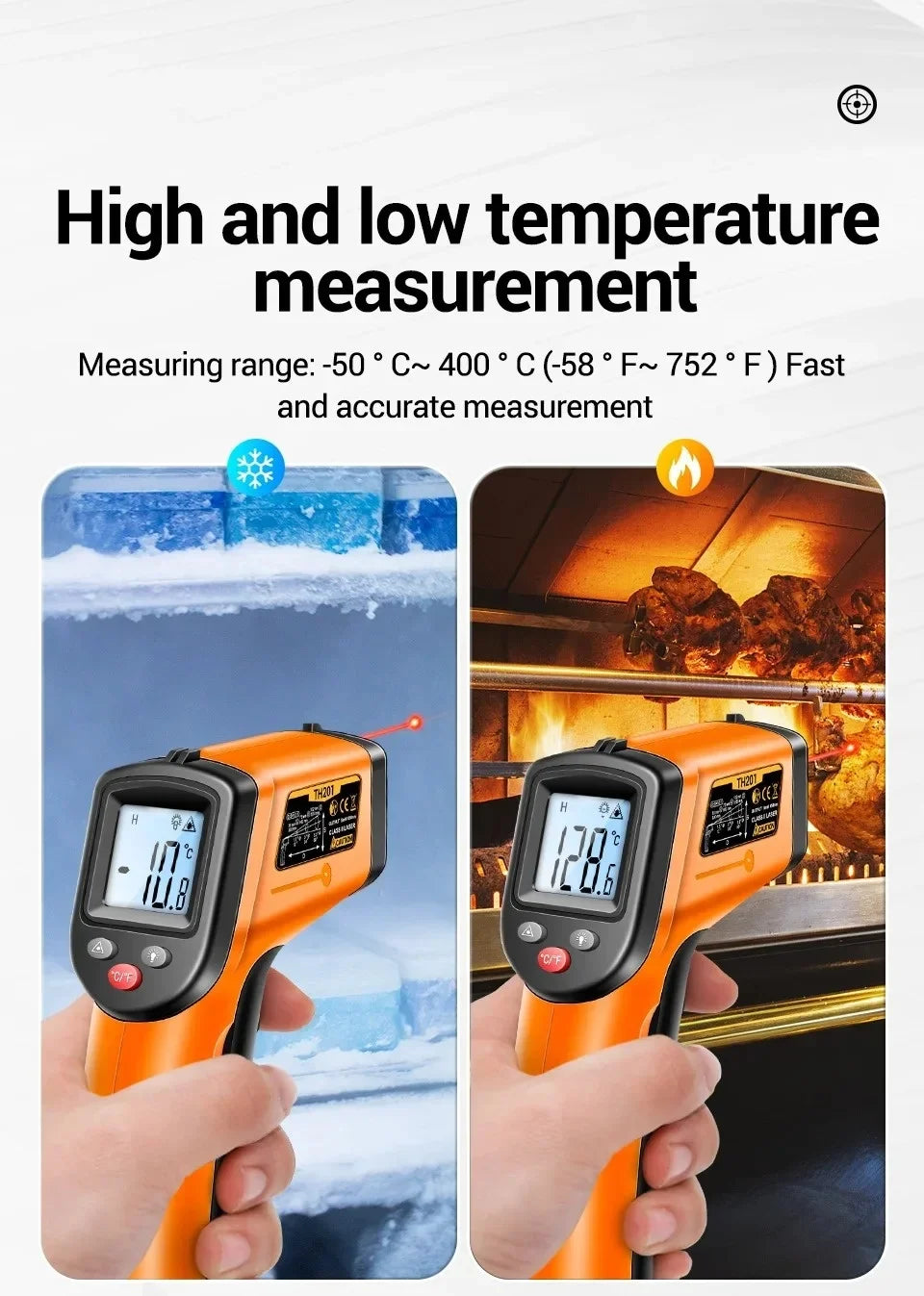 Digital Infrared Thermometer Non-contact Thermometer Industrial Precision Laser Temperature Meter Pyrometer Instrument Tool