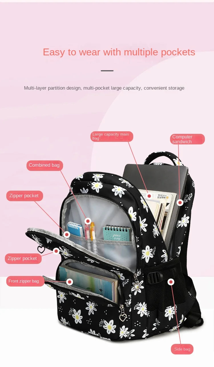 3 Pcs Set Children's Backpacks Cute Student School Bag for Teenage Girls Waterproof School bags With Lunch bag Pencil Case