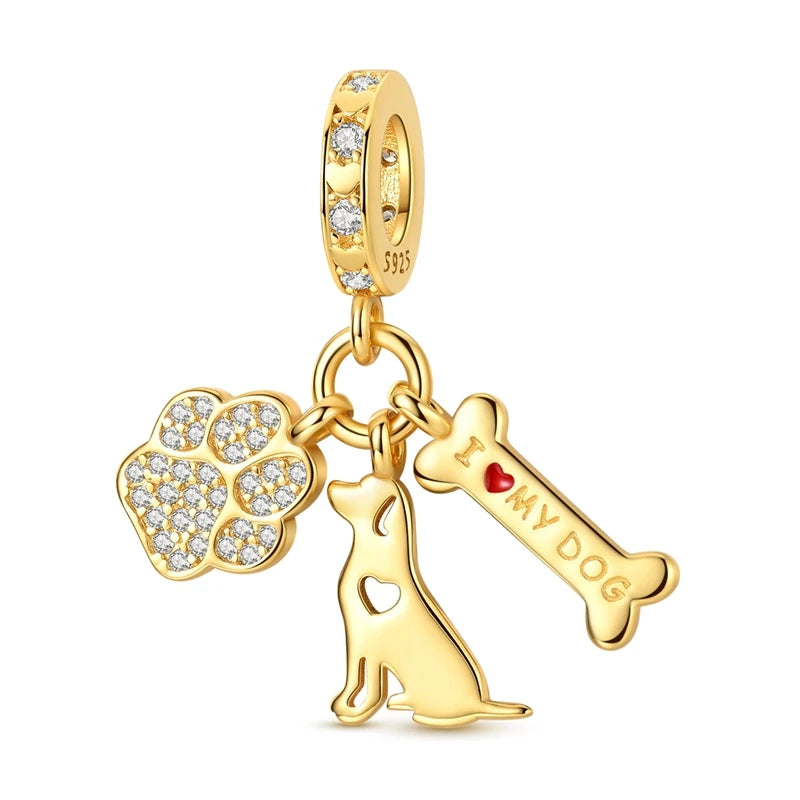 925 Sterling Silver Girl Holding Dog Charms Beads Fit Original 925 Bracelet Making Gift for Woman Jewelry Diy Fashion Pendant
