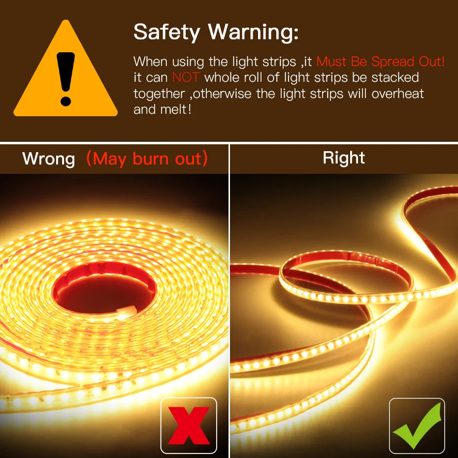 Led Strip Light AC220V 120LEDs/m Flexible Tape IP67 Waterproof with EU AU UK Timing Dimming Switch Plug Self-Adhesive LED Light