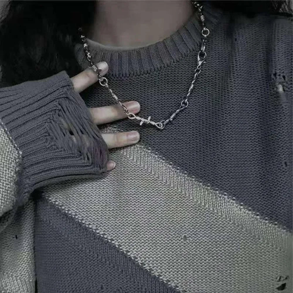 Thorn Necklace Barbed Collarbone Chain  Decorative for Holiday Party Gift Men and Women Accessories