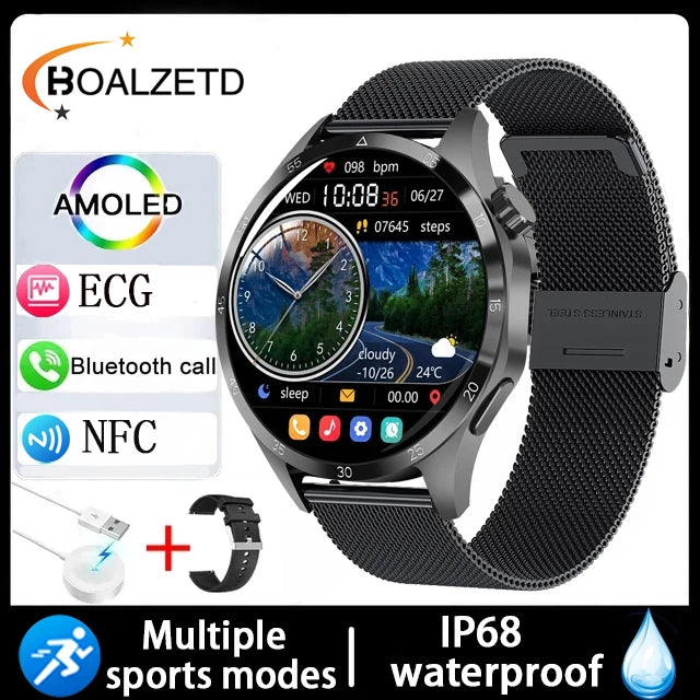 2025 New Men Watch 4 Pro 1.43 inch 360*360 AMOLED HD Screen Bluetooth Call Health Monitoring Men Watch Men For Android IOS clock
