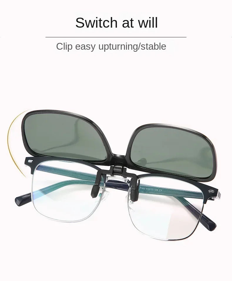 Polarized Flip Up Clip on Sunglasses for Driving Dark UV400 Photochromic Anti Glare Lens MyopiaSun Glasses Car Driver Очки