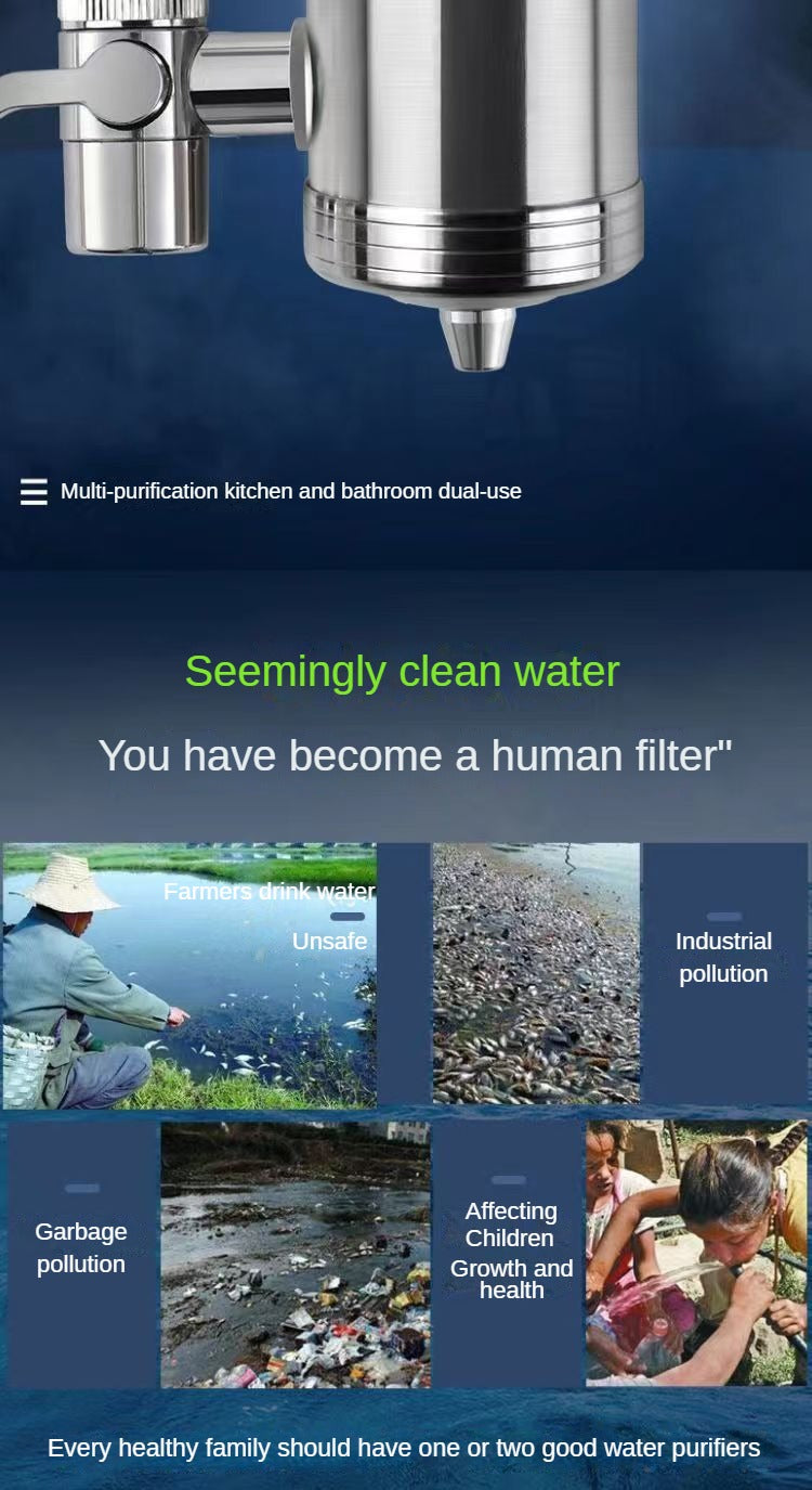 7 Layer 0.1μm Drinking Water Faucet Purifier Eco Tap Filter Stainless Steel Ceramic Activated Carbon KDF Cartridge Home Kitchen