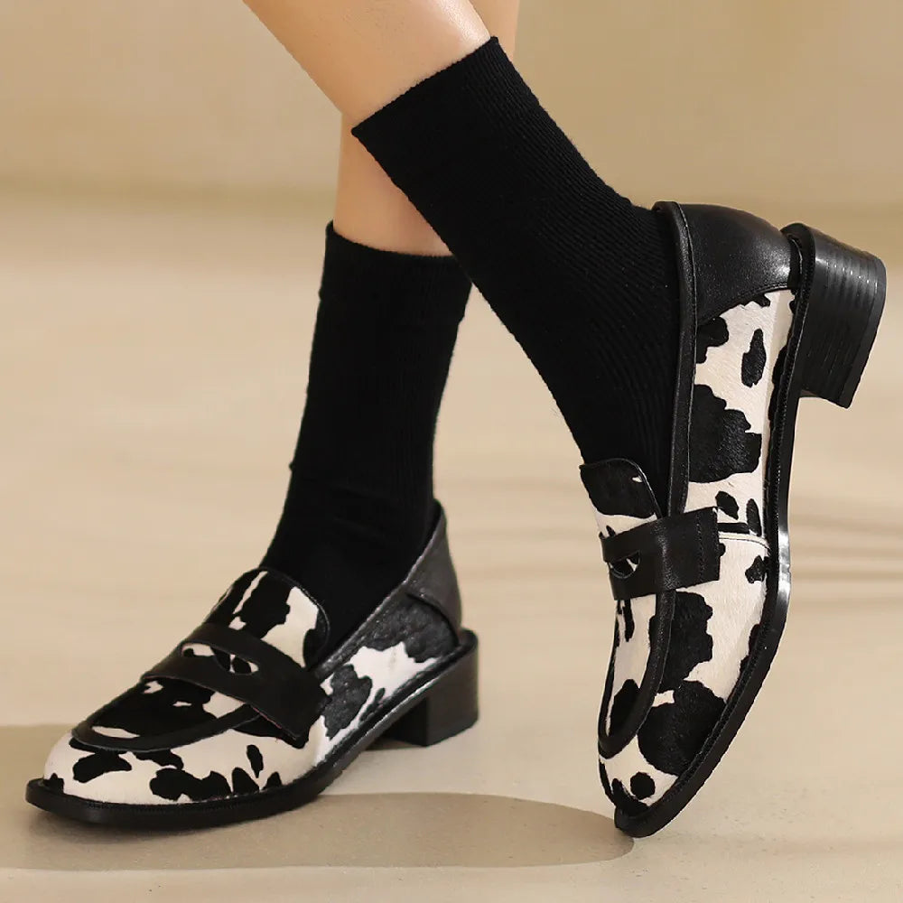 Women's horsehair round toe slip-on flats loafers leisure soft comfortable casual moccasins female high quality daily shoes sale