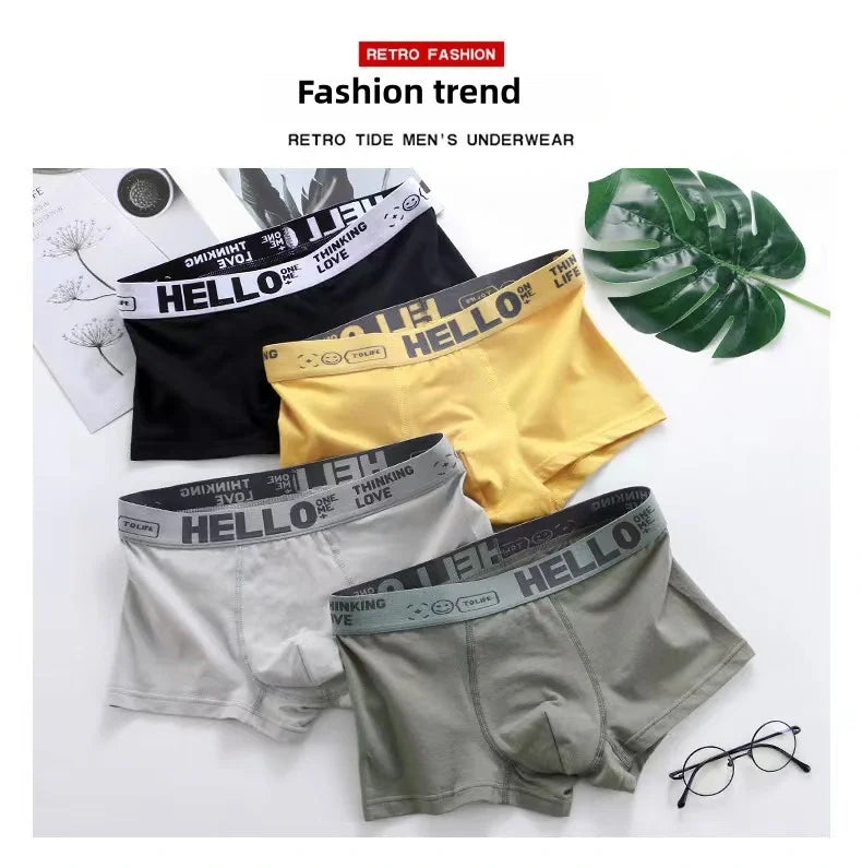 5-piece men's underwear, briefs, letters, breathable and comfortable set, multiple colors, L-4XL