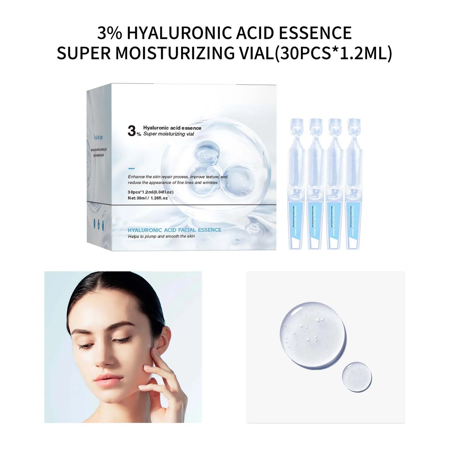 Skin Care Hyaluronic Acid Liquid Serum Facial Moisturizing Lifting Glow Up Facial Essence Quick Absorption Dermapen Serum