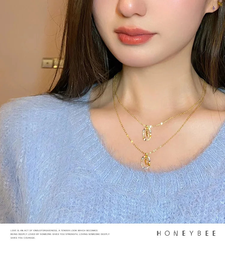 925 Sterling Silver Gold Letters A - Z Initial M S C K Alphabet Pendente Long Chain Necklace Say My Name Fine Jewelry