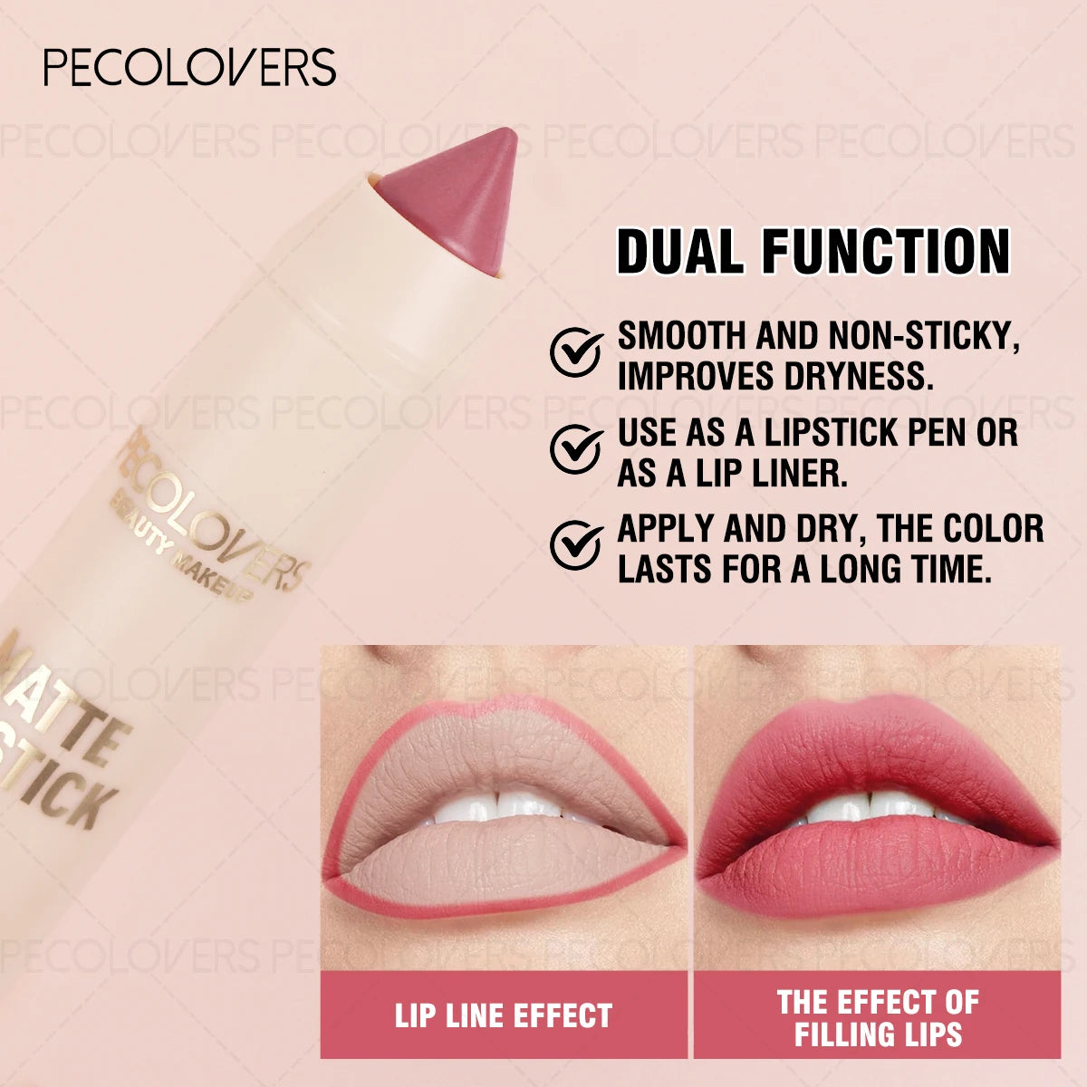 1PC Waterproof Matte Lipstick Pen-Long-Lasting, Waterproof, Moisturizing Formula in Various Shades of Pink, Red, and Nude