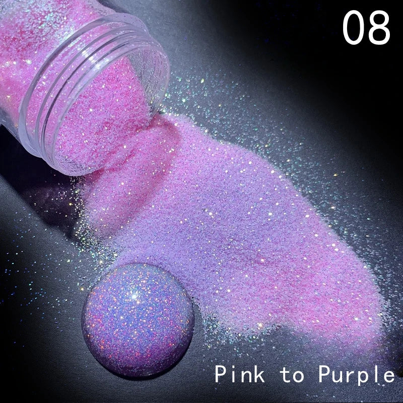 10g/box UV Sensitive Color Temperature Changing Powder DIY Handmade Nail Art Glitter Powder UV Light-changing Cosmetic Pigments
