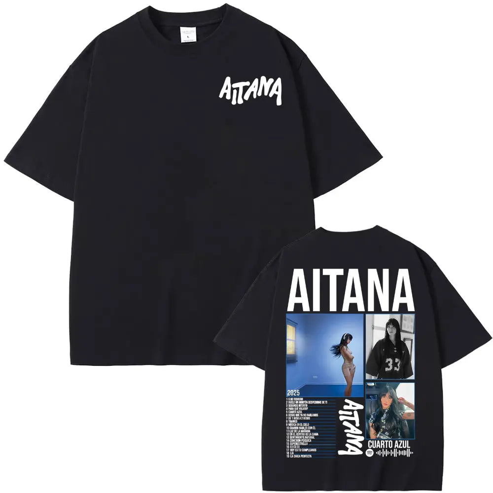 Singer Aitana Cuarto Azul Tour Graphic T Shirts Men Women Fashion Aesthetic Short Sleeve T-shirt Cotton Casual Oversized T Shirt