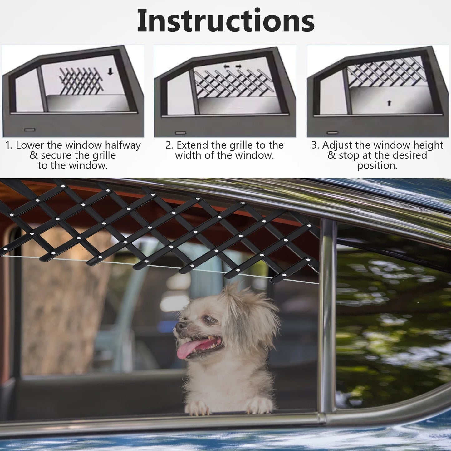 Pet Fence For Dogs Car Window Protection Mesh Retractable Dog Fence Portable Pet Travel Barrier Ventilation Grid For Puppy