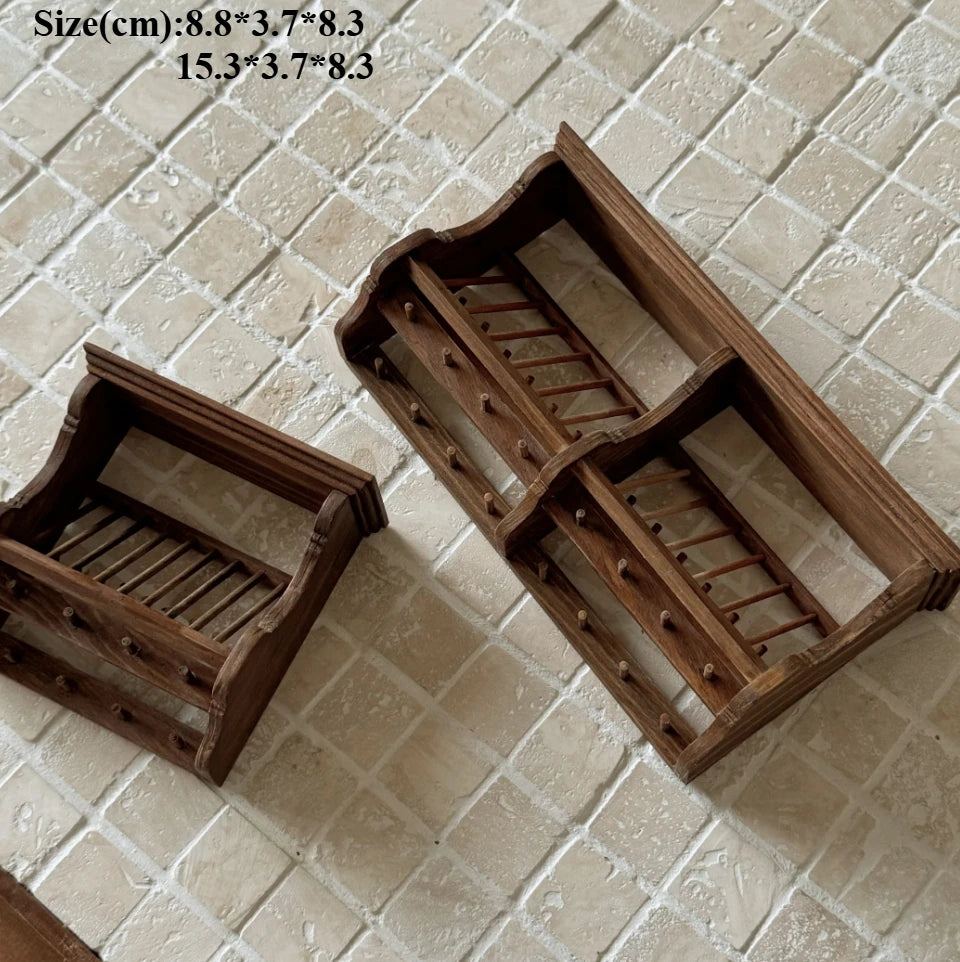 French Storage Furniture Set  StowCraft Realistic 9-Grid Cabinet Folding Garden Table Storage Display Unit 1/6 Dollhouse Diorama
