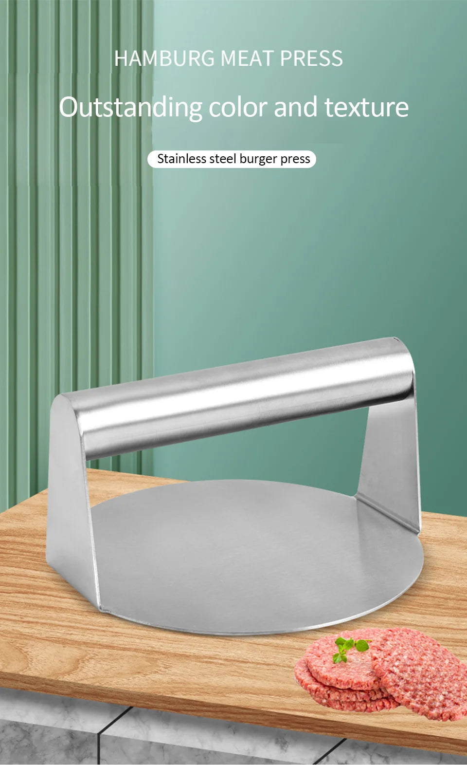 Stainless Steel Round Smash Burger Press Hamburger Patties Meat Press Mold for Deli Beef Press Plate Masher Kitchen Accessories