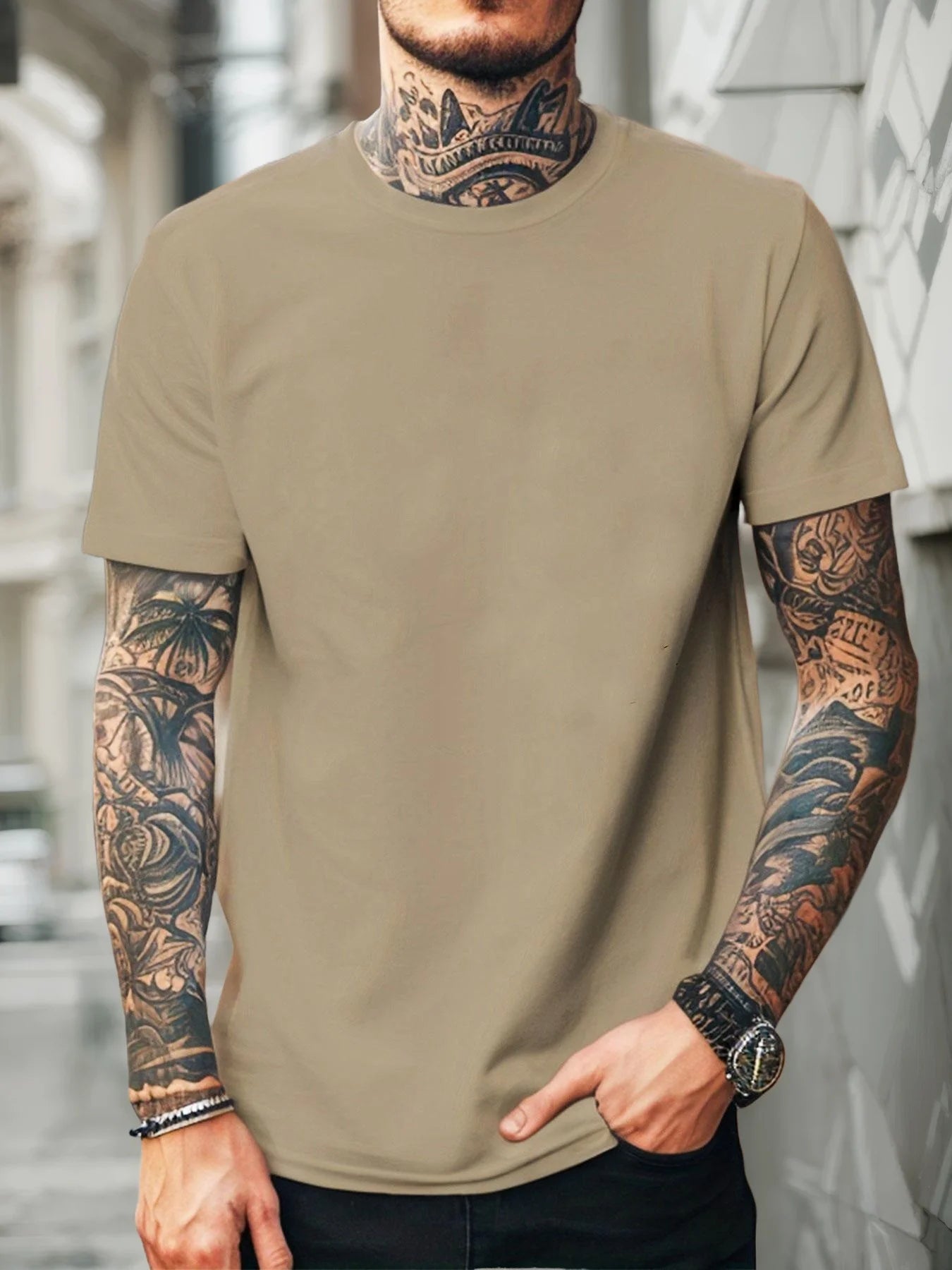 Men Pure Cotton Short Sleeve T Shirt Breathable 100% Cotton 3D Stereoscopic Cutting Casual Daily Wear Soft Comfortable Tees