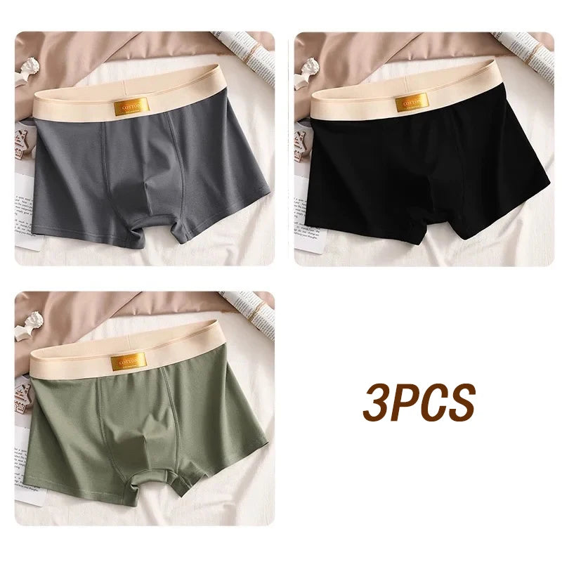 3pcs Men Underwear Cotton BoxerShorts Hombre Panties Man Breathable Underpants Sexy Sports Comfort Male Boxers Large Size L-6XL
