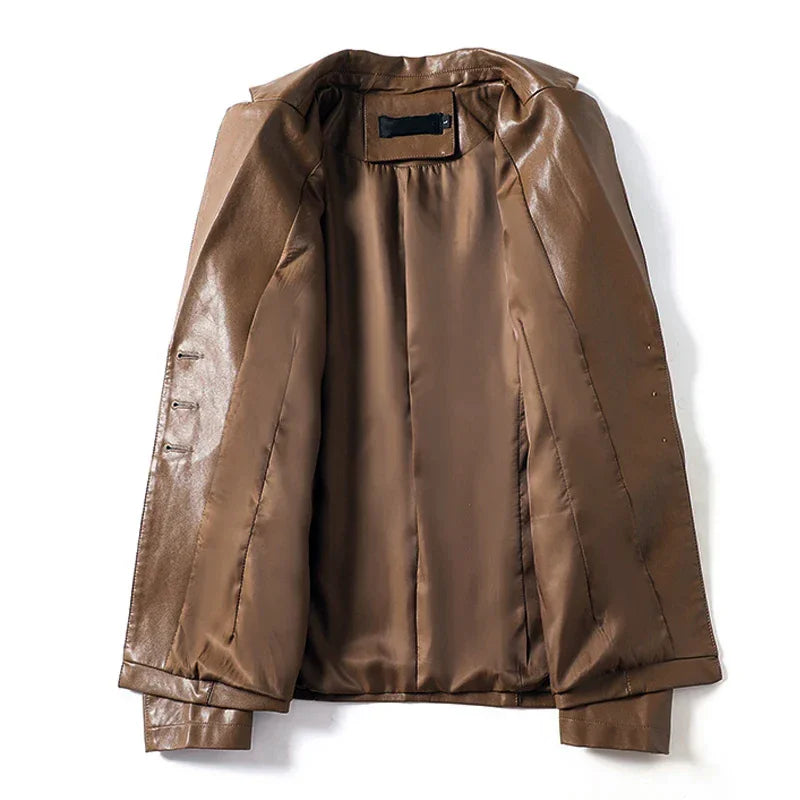 2024 New Women's Sheepskin Leather Jackets Fashion Lapel Collar Single-breasted Office Ladies Slim Casual Short Blazer Coats