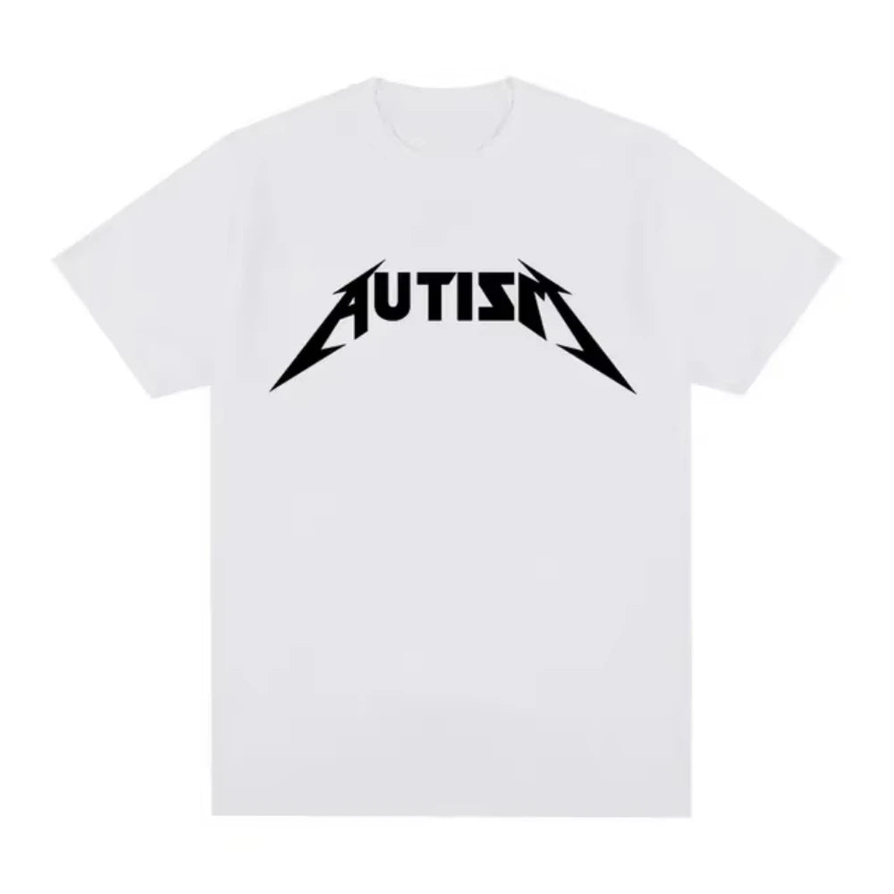Autism Metal Rock Buff Cats Meme T-shirt Men Women Fashion Hip Hop Short Sleeve Oversized T-shirts Summer Sport Loose TShirt Top