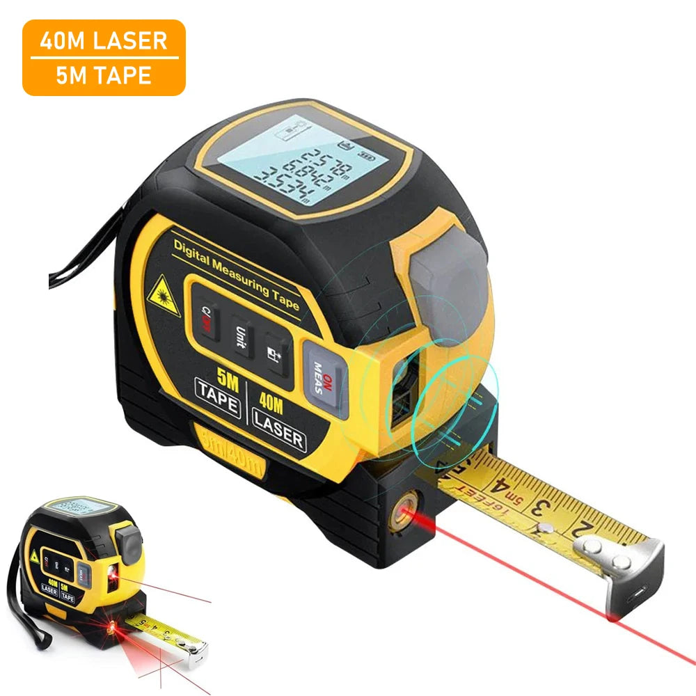 3IN1 Laser Tape Measure Meter Laser Rangefinder Meter With Digital Display 40M/60M Laser 5M Tape measure Precision Measure Ruler