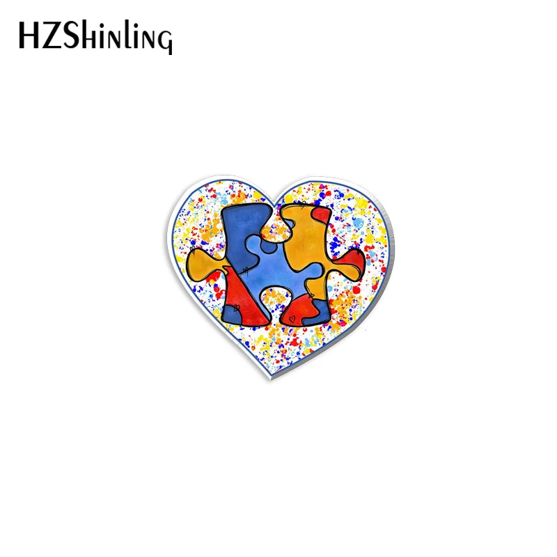 2023 New Autism Awareness With Heart Acrylic Lapel Pin Epoxy Butterfly Clasp Pin Handmade Butterfly Brooch