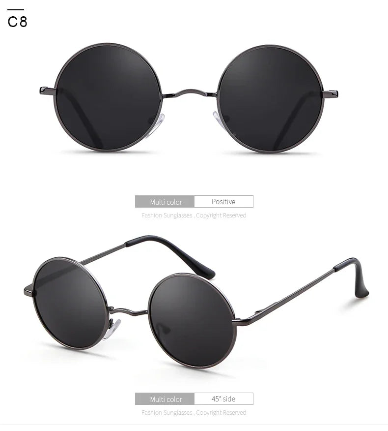 Trendy Round Polarized Sunglasses High Quality Brand Design Vintage Party Men Circle Small Frame Women Yellow Shades Sun Glasses