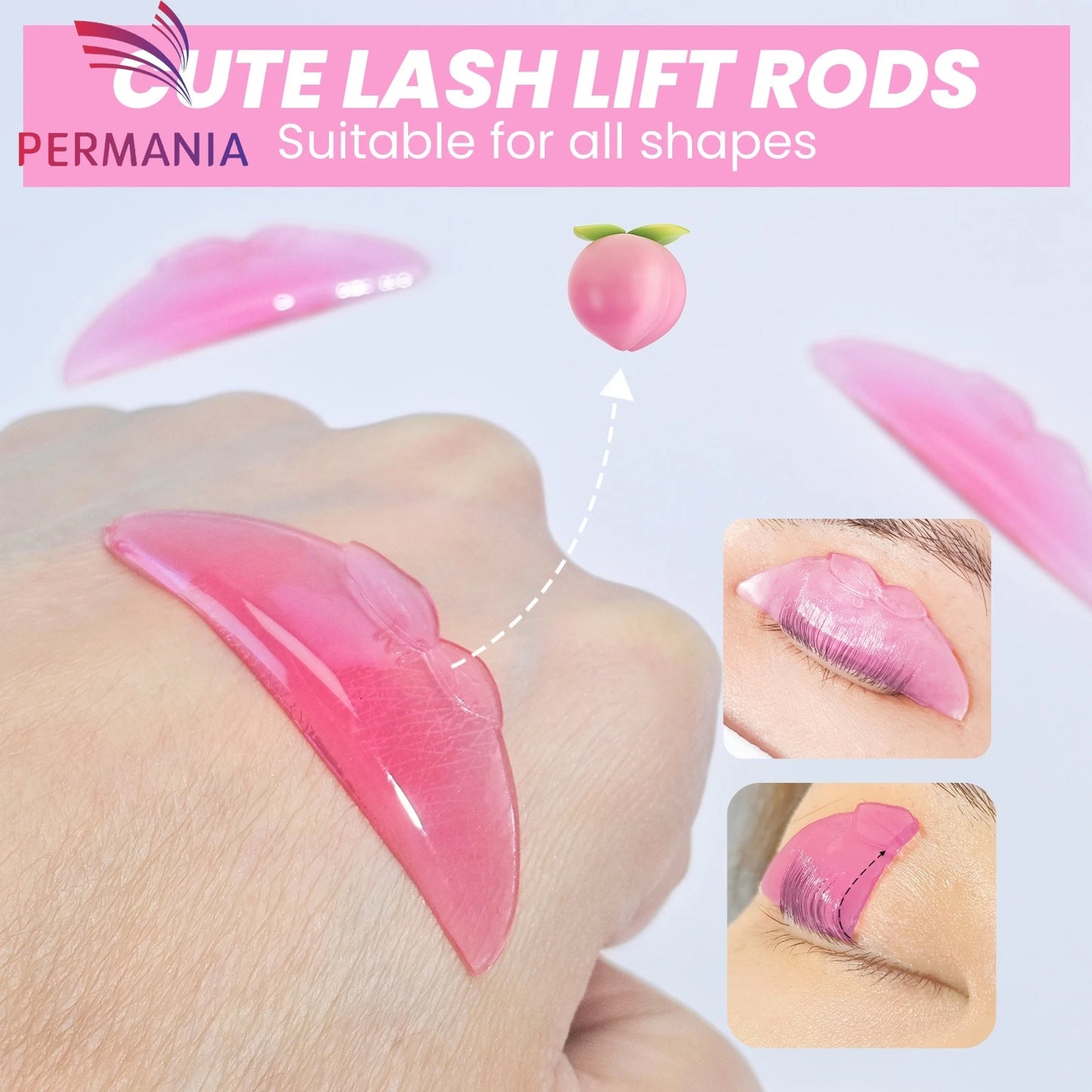 PERMANIA 2 Pairs C Curl Silicone Eyelash Perm Pads Sticky Lashes Rod Shield Lifting 3D Eyelash Curler Accessories Makeup Tool