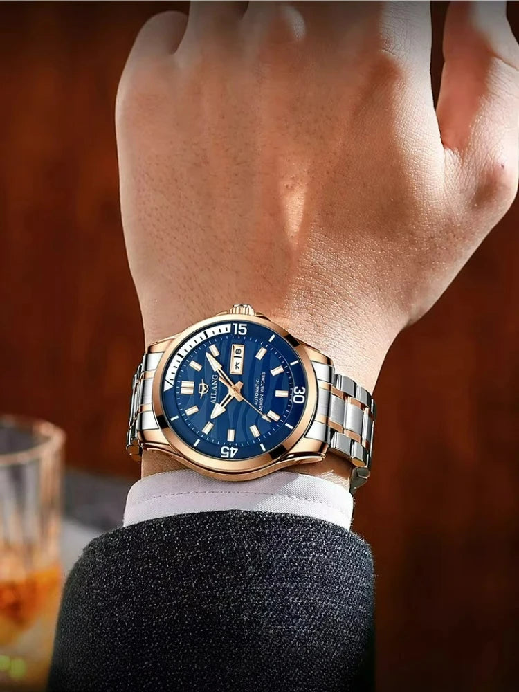AILANG Men's Automatic Mechanical Watch Luxury Sports Waterproof Multi-Functional Wristwatch with Calendar Fashionable Brand