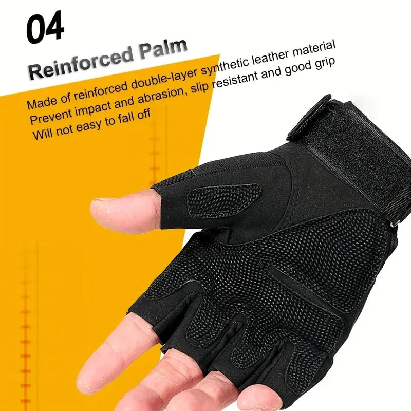 1Pair Tactical Fingerless Gloves for Men - Ideal for Outdoor Sports, Shooting, Hunting, Airsoft, and Cycling