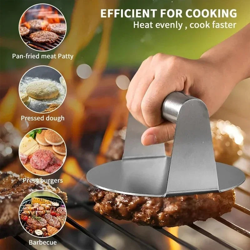 304 Stainless Steel Food Graded Smash Hamburger Presser Hamburger Patties Meat Masher Circular Meat Press Mold Burger Press