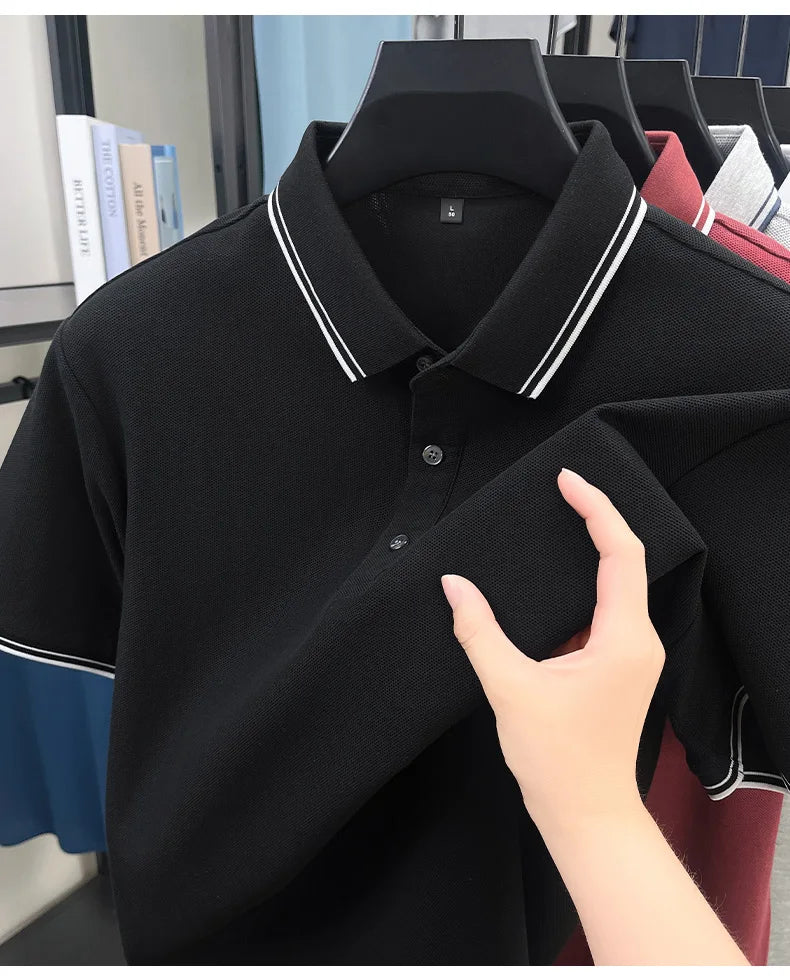 100% pure cotton summer men' luxury brand polo shirt temperament golf short style business casual high-quality T-shirt short top