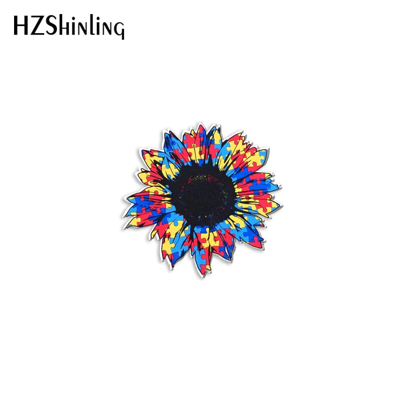 2023 New Autism Awareness With Heart Acrylic Lapel Pin Epoxy Butterfly Clasp Pin Handmade Butterfly Brooch