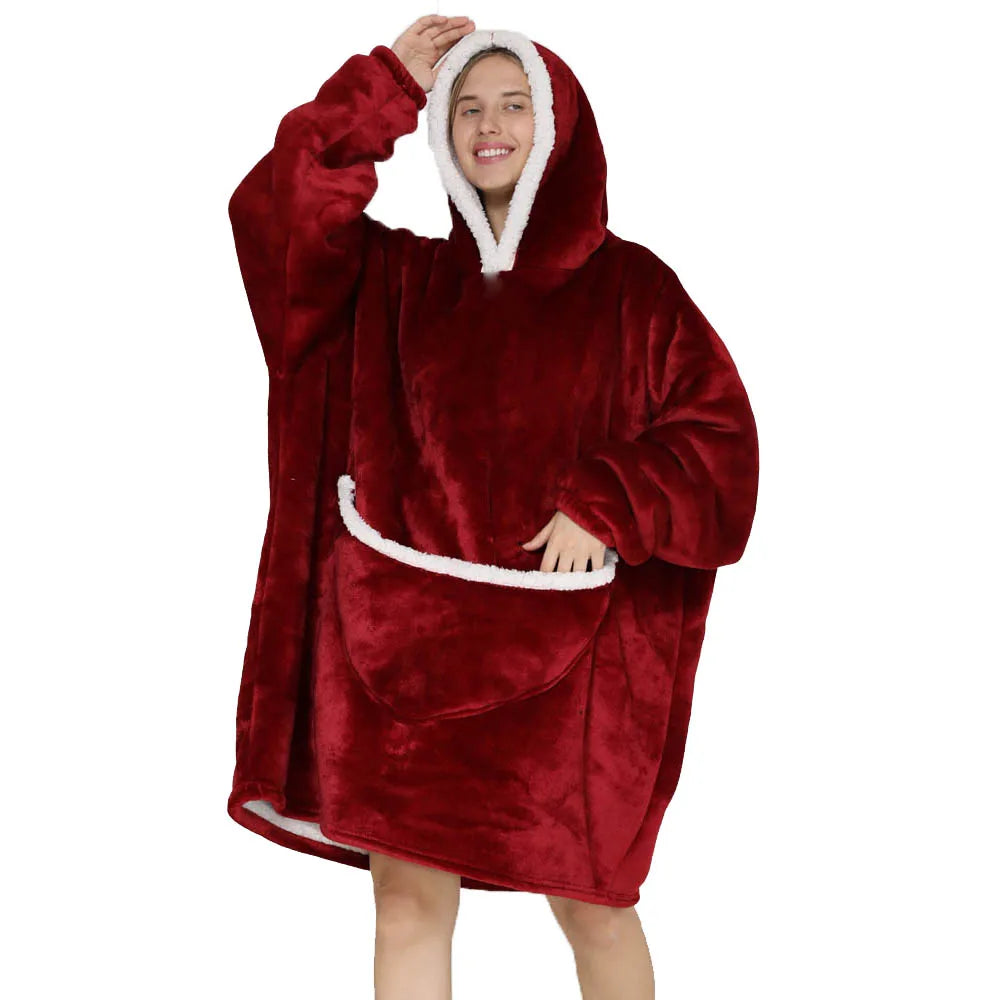 Oversized Blanket Hoodie with Big Pockets for Women Christmas Sweaters Hooded Cute Wearable Fleece TV Blanket for Couple Hoodies