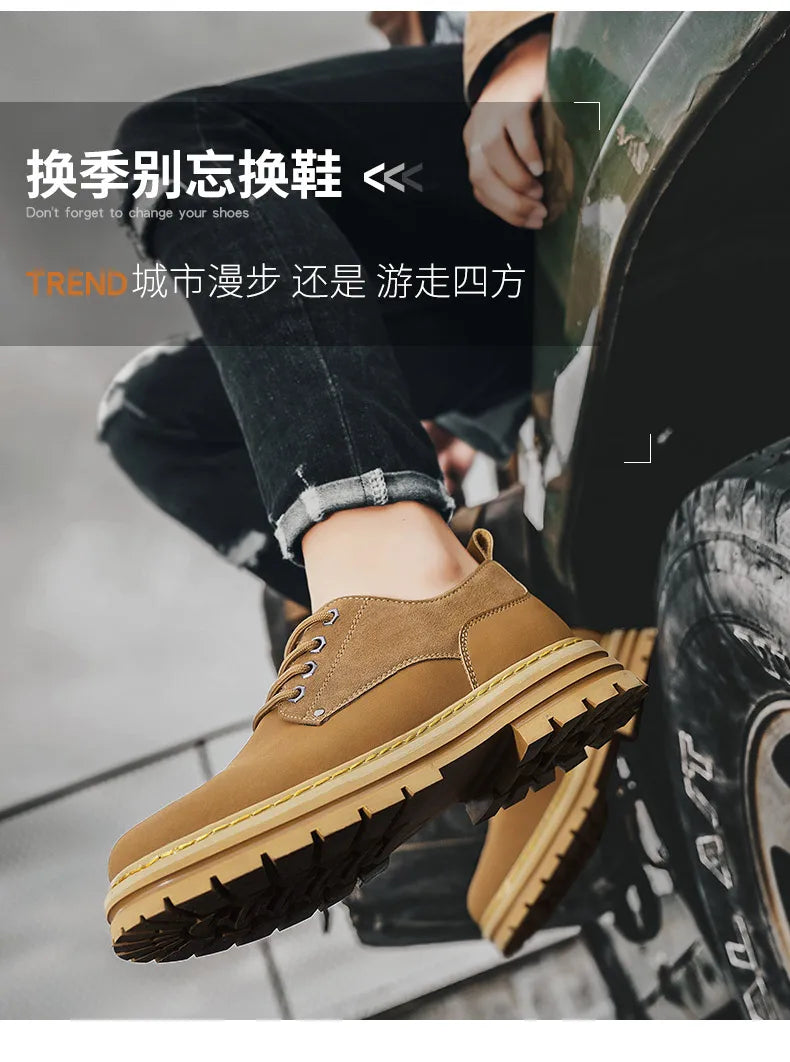 Fashion Men's Leather Shoes England Style Formal Shoes for Man Non Slip Ankle Boots Outdoor Waterproof Casual Tim Work Land Shoe