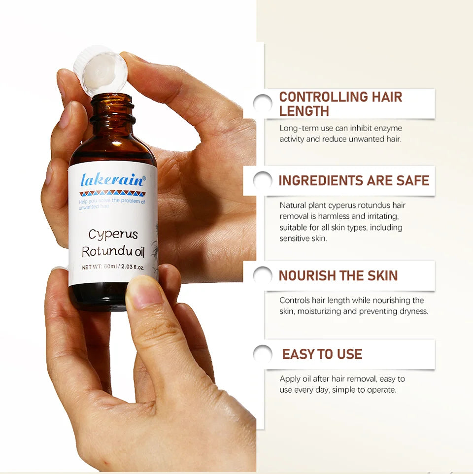60ml Cyperus Rotundus Oil Nourish the Skin Ingredients are Safe Inhibit Hair Growth Wide Scope of Application Solve Hair Dense P