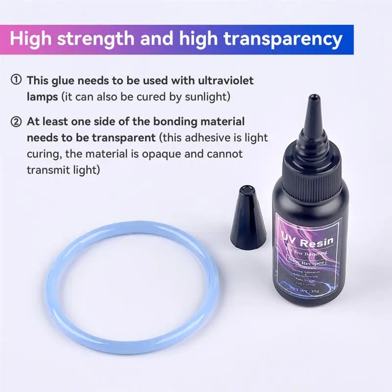 20g/30g/50g UV Epoxy Resin Glue DIY Jewelry Making High Transparency Fast Drying High Hardness Glue UV Lamp DIY Craft Decor