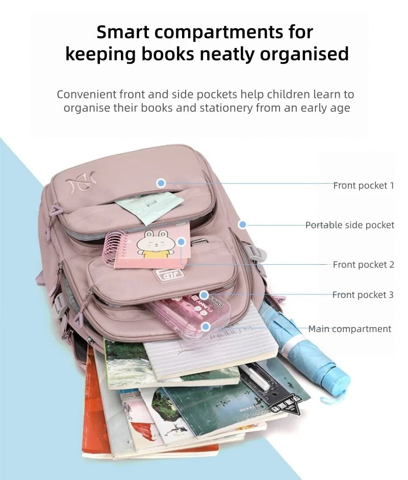 School Bag for Students Large Capacity Secondary School Pupils Backpack Lightweight Reduces Burden and Stress