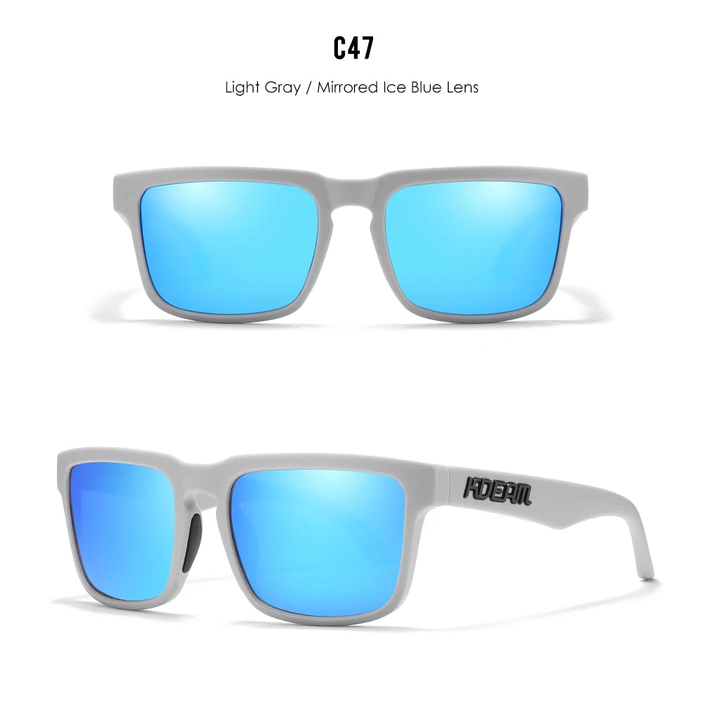 KDEAM Men's Polarized Sunglasses Square Casual Outdoors Sun Glasses Women Unisex Sunglass For Couple With Zipper Case