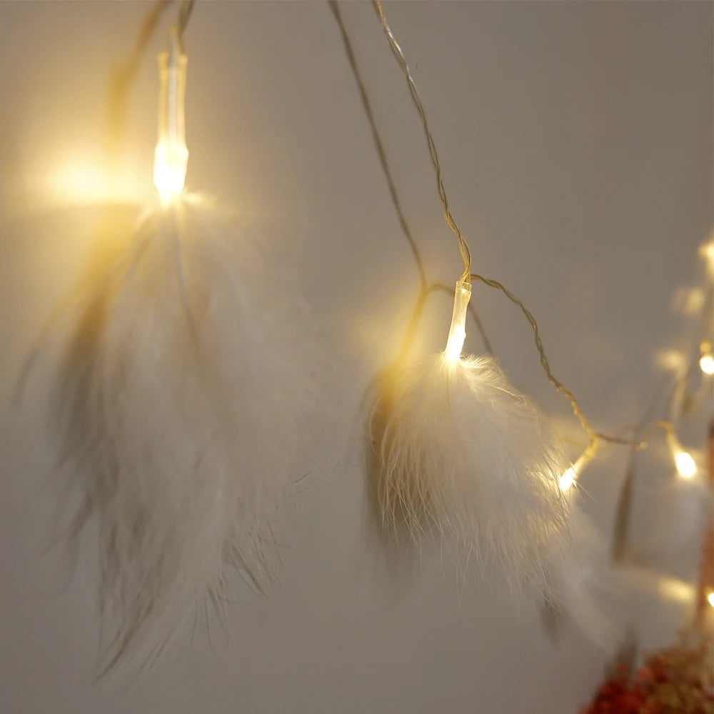 Christmas Tree Garlands 2M 10 Led Feather String Lights Wedding Party Decoration Christmas Decorations For Home Decor