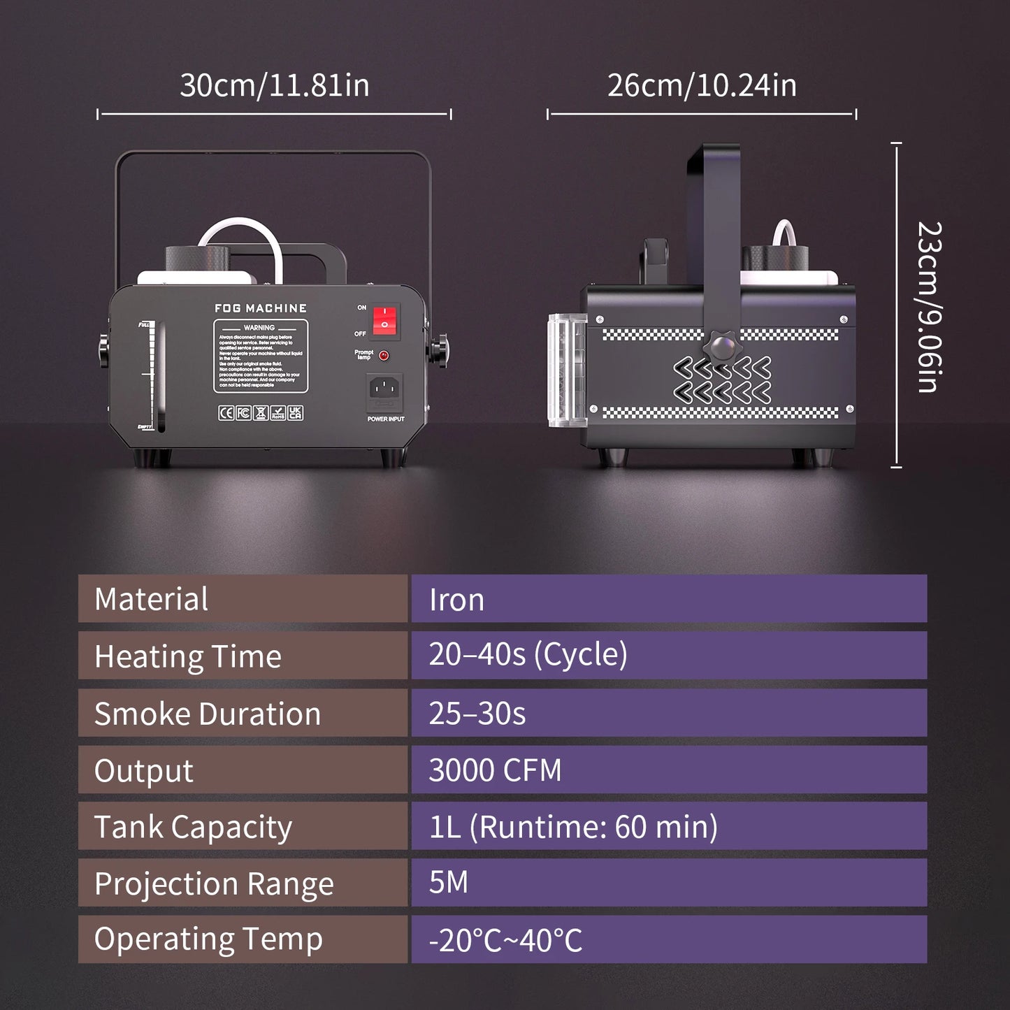 Yiflamefly 1200W RGB 9LED Fog Machine With Sword Beam Effect 14 Static Colors Smoke Machine For Halloween Wedding Party KTV Bar