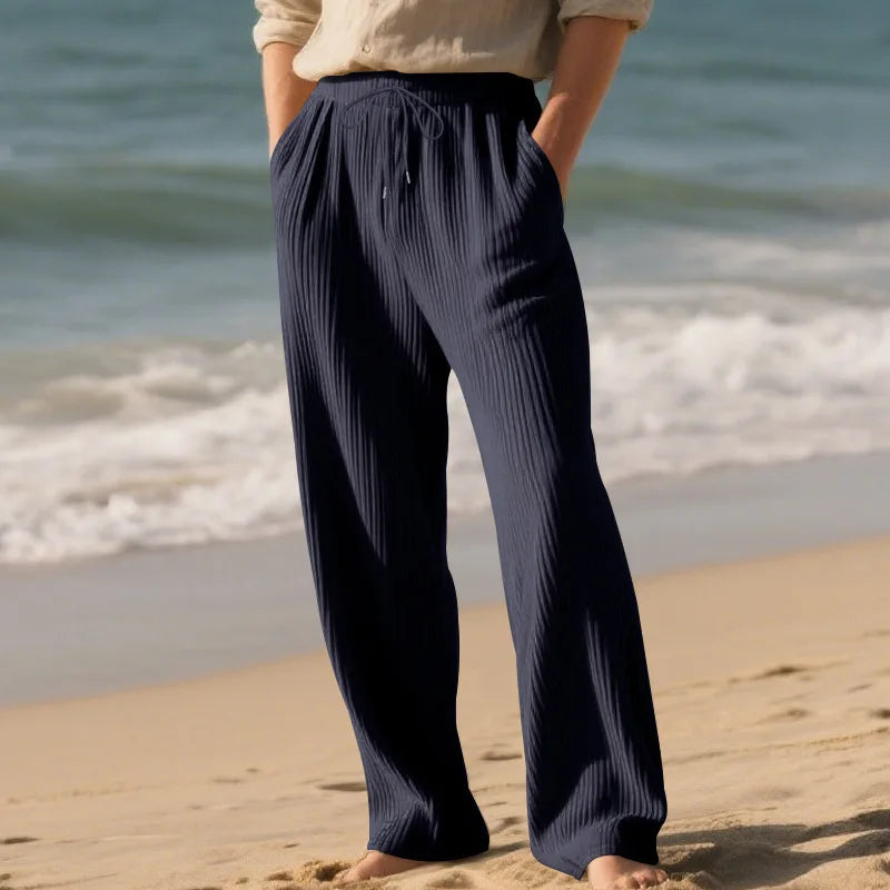 European and American Independent Station Men's Casual Trousers Loose Straight Pants Pit Strips Jacquard Wide Leg Pants