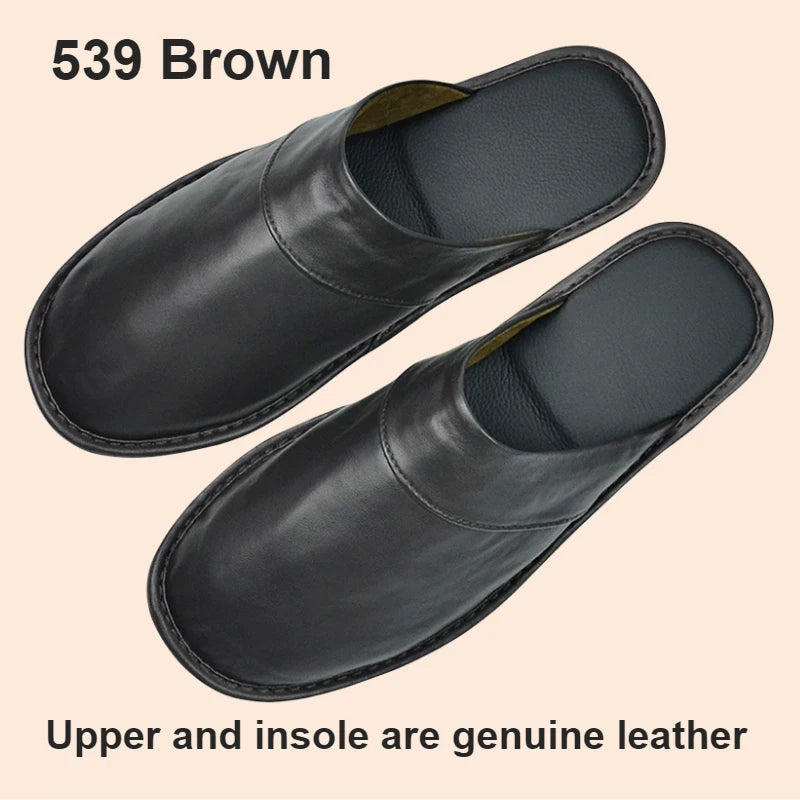 Soft Sheepskin cow Leather Slippers Homes in indoor slipper Spring Autumn men women elderly non-slip casual single shoes summer