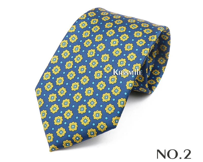 New Design Bohemian Style Necktie For Men Silk Touch Soft Blue Red Yellow Necktie Fit Wedding Party Business Office Accessory