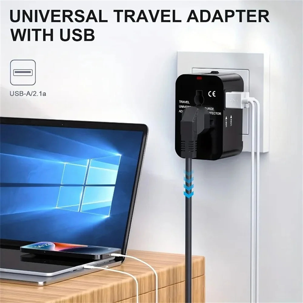 Global Conversion Plug Travel Conversion Socket Dual USB Port EU UK US AU AC Power Charger Universal Adapter Outlet Converter