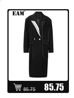 [EAM] Women Black Mesh Irregular Fish Spliced Big Size Blazer New Lapel Long Sleeve Jacket Fashion Spring Autumn 2026 CPG2902