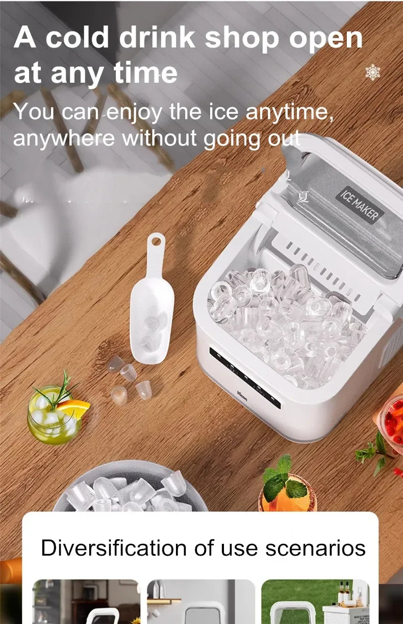 Ice Maker 15KG Automatic Household Mini Ice Cube Machine, Portable Intelligent Quiet Ice Maker for Home Dormitory Outdoor Use