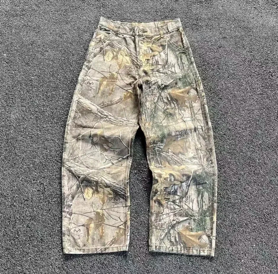 Men's pants camouflage sweatpants retro trend classic women's pants oversized loose wide-legged pants street versatile jeans