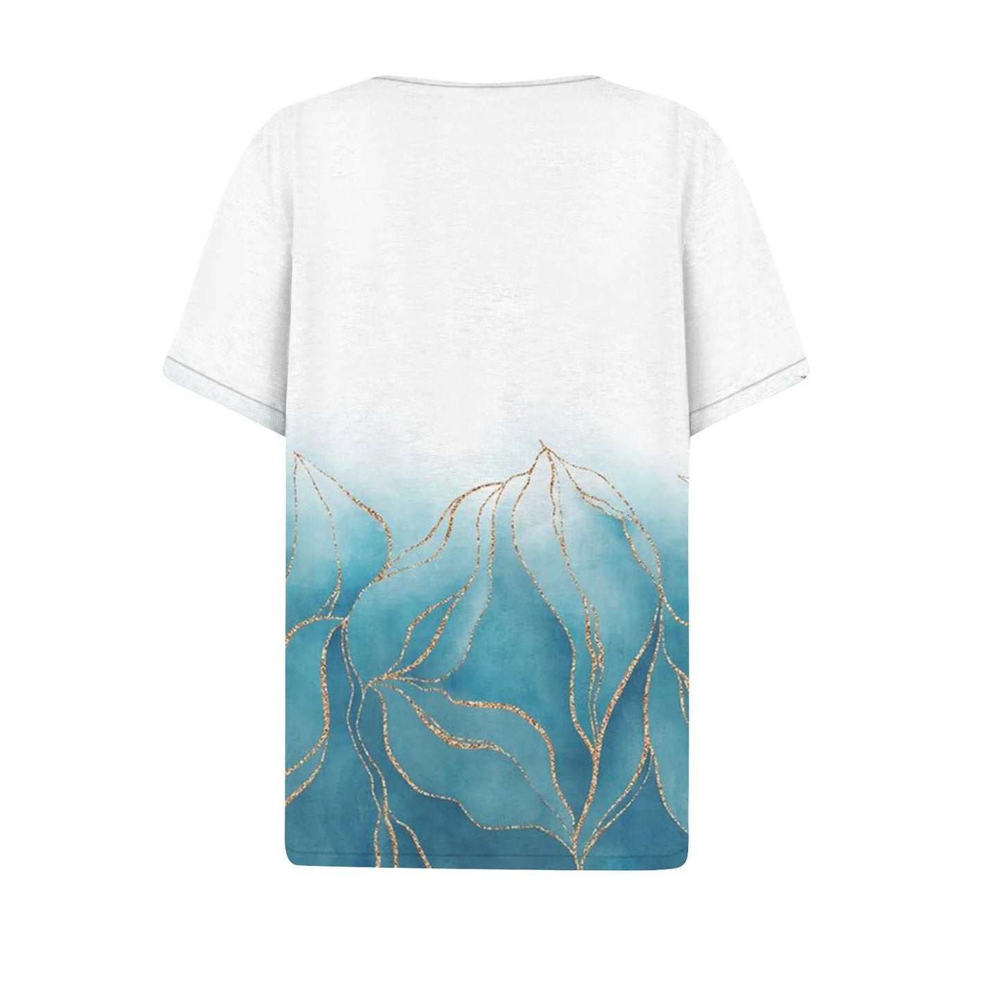 Summer Women T-Shirts 3D Fashion Print Gradient Harajuku T Shirt Oversized Tees for Ladies Clothing New Short Sleeve V-Neck Tops