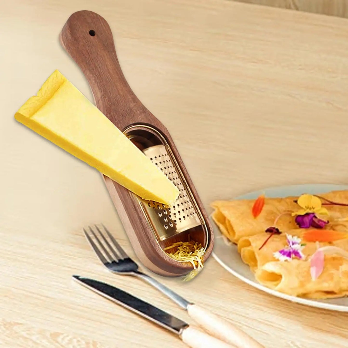 Cheese Grater with Container,Kitchen Handheld Cheese Spoon Grater, Kitchen