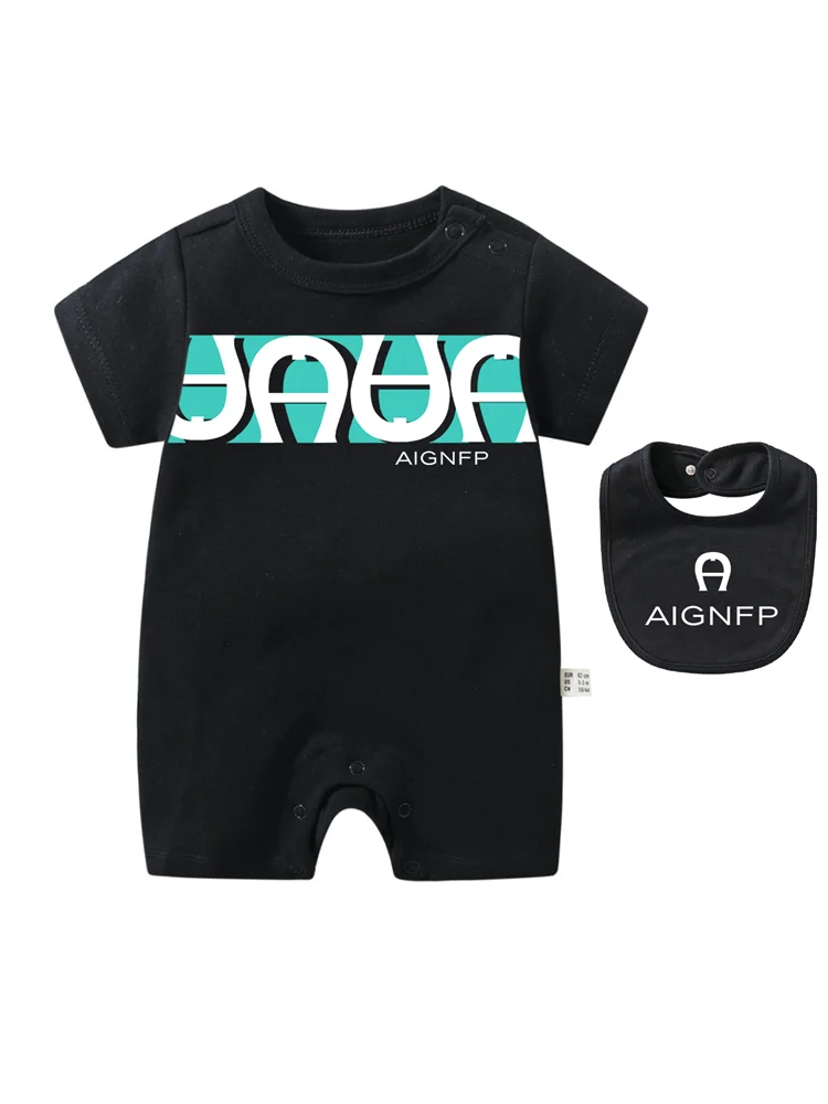 Trend Baby Clothes %100 Cotton Newborns Jumpsuit 2025 Hot Sale New Toddler Boy Rompers Soft Bib scarf Burp cloth Infant 2Pcs Set
