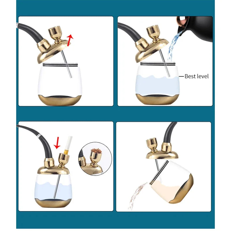 Healthy Smoking Pipes Portable Glass Hookah ShiSha Tobacco Water Filter Smoking Accessories